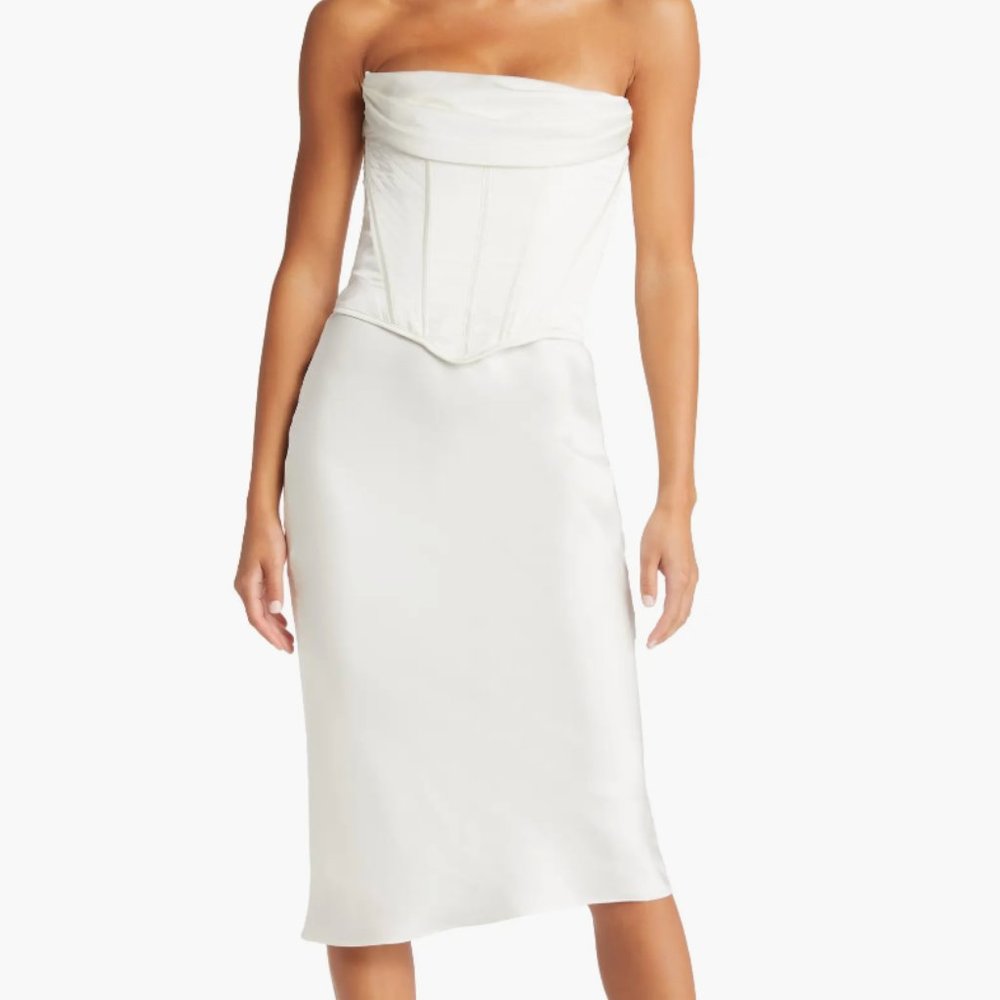 HOUSE OF CB Strapless Satin Corset Dress